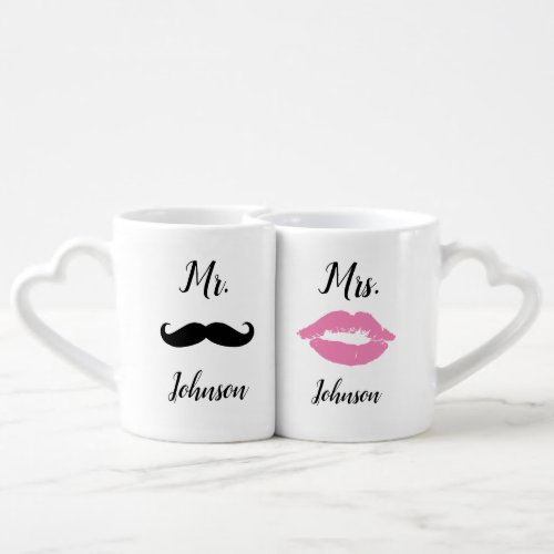 Personalized Mr and Mrs Couples Groom Bride Engage Coffee Mug Set
