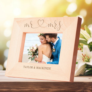 Personalized Mr and Mrs Couples Names Heart Engraved Frames