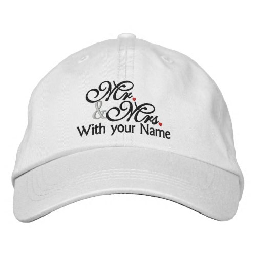 Personalized Mr and Mrs Husband Wife His Hers Embroidered Baseball Cap