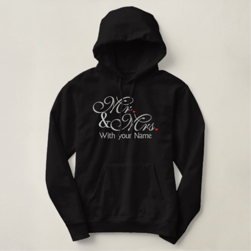 Personalized Mr and Mrs Husband Wife His Hers Embroidered Hoodie
