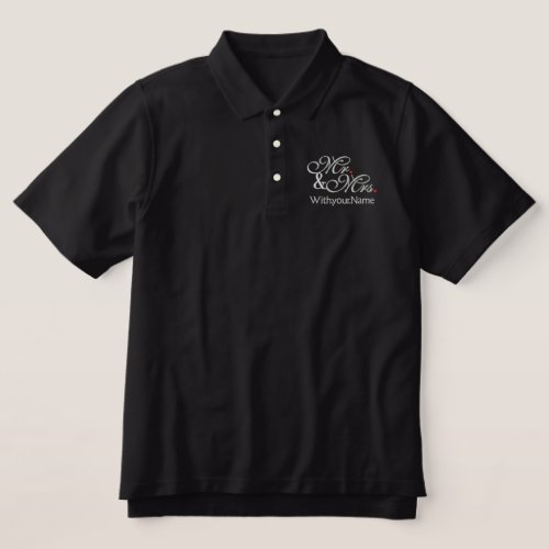 Personalized Mr and Mrs Husband Wife His Hers Embroidered Polo Shirt