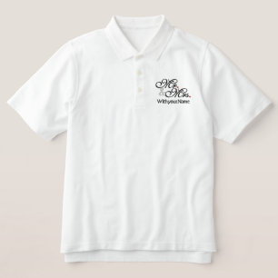 Personalized Mr. and Mrs. Husband Wife His Hers Embroidered Polo Shirt