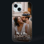 Personalized Mr. and Mrs. Monogram Wedding Photo iPhone 15 Case<br><div class="desc">Custom printed phone case personalized with your wedding photo to create a one of a kind keepsake of your special day. Add your name and wedding date under the Mr. and Mrs. text or completely customize the design with your own message. Use the design tools to add more photos and...</div>