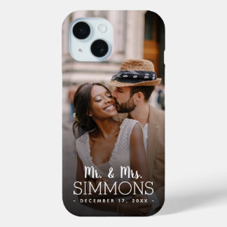 Personalized Mr. and Mrs. Monogram Wedding Photo iPhone 15 Case