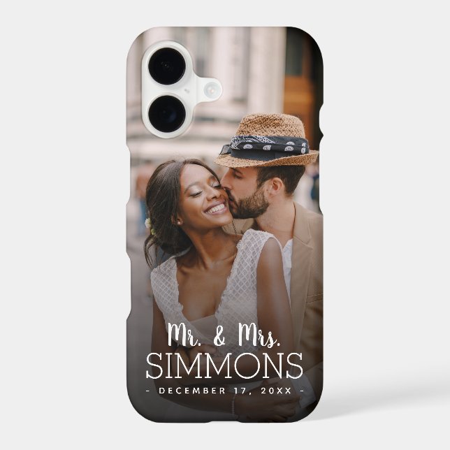 Personalized Mr. and Mrs. Monogram Wedding Photo Case-Mate iPhone Case (Back)