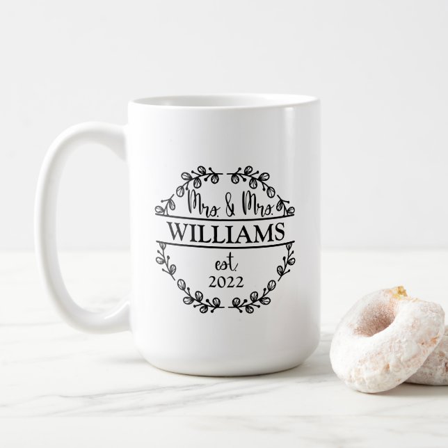 Personalized Mr and Mrs Newlywed  Coffee Mug (With Donut)