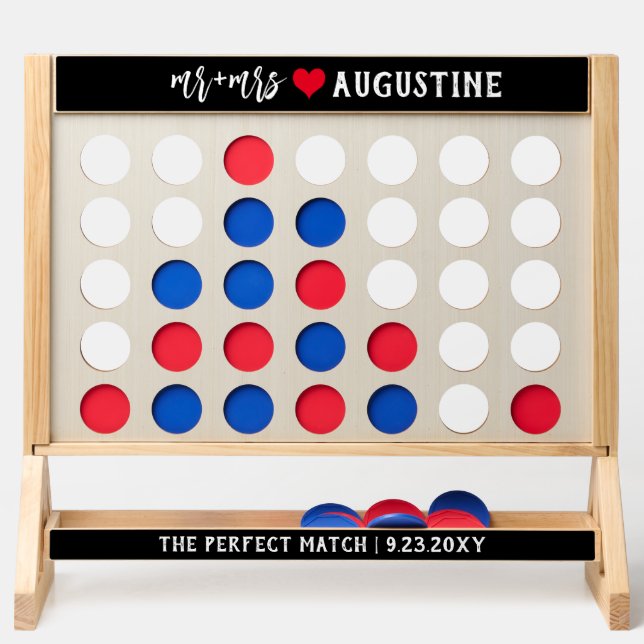 Personalized Mr and Mrs Newlywed Wedding Game Fast Four (Front)