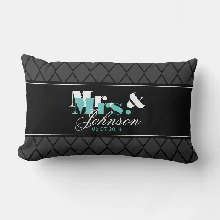 Personalized Mr and Mrs newlyweds lumbar pillow Zazzle
