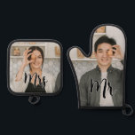 Personalized Mr. and Mrs. Photo  Oven Mitt & Pot Holder Set<br><div class="desc">Add a personal touch to your kitchen with our customizable Mr. and Mrs. Photo Oven Mitt and Pot Holder Set. Featuring your favorite photos and elegant typography, this set makes a perfect gift for newlyweds, anniversaries, or any couple who loves to cook together. Made from high-quality materials, our mitts and...</div>