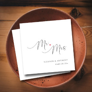 Personalized Mr and Mrs Pink Heart Wedding Napkins