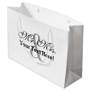 Personalized Mr. And Mrs. Plus Customizable Color Large Gift Bag by MustacheShoppe at Zazzle