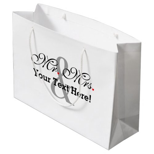 Personalized Mr. and Mrs. Plus Customizable Color Large Gift Bag