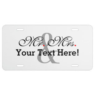 Personalized Mr. and Mrs. Plus Customizable Color License Plate