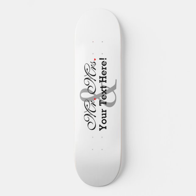 Personalized Mr. and Mrs. Plus Customizable Color Skateboard (Front)