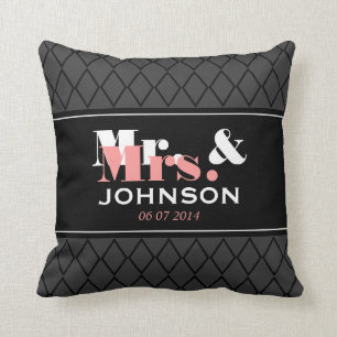 Personalized Mr and Mrs throw pillow elegant style