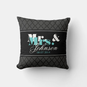 Personalized Mr and Mrs throw pillow for newlyweds