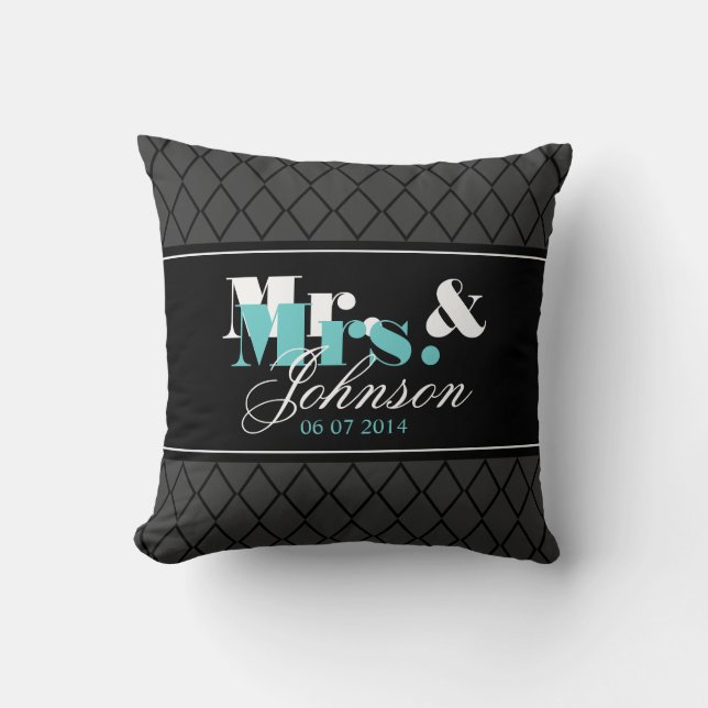 Personalized Mr and Mrs throw pillow for newlyweds (Front)