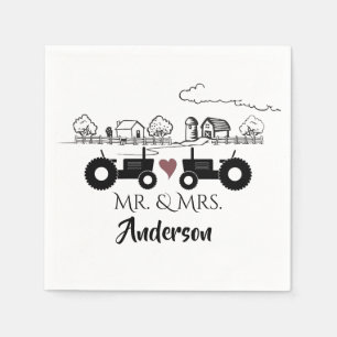 Personalized Mr and Mrs Tractor Couple Farm LOVE Napkins