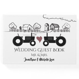 Personalized Mr and Mrs Tractors in LOVE Wedding Guest Book