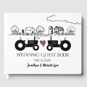 Personalized Mr and Mrs Tractors in LOVE Wedding Guest Book