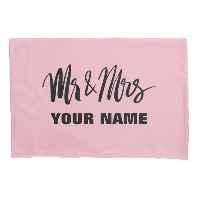 Personalized mr and mrs typography newly weds pillowcase (Front)