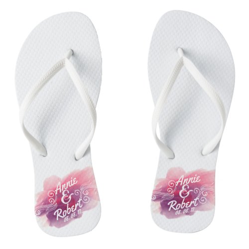 Personalized Mr and Mrs Watercolor Flip Flops
