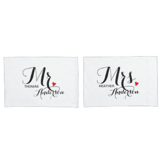 Personalized Mr and Mrs Wedding Couples Pillow Case
