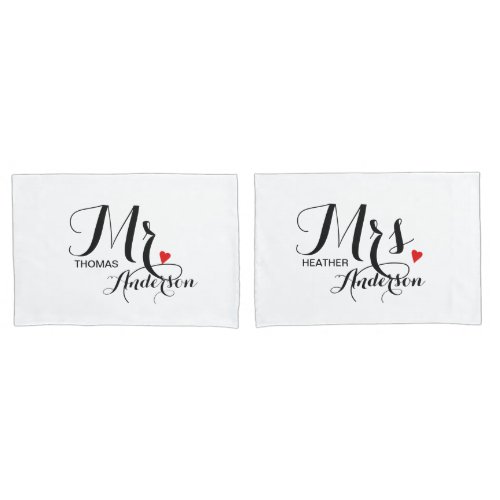 Personalized Mr and Mrs Wedding Couples Pillow Case