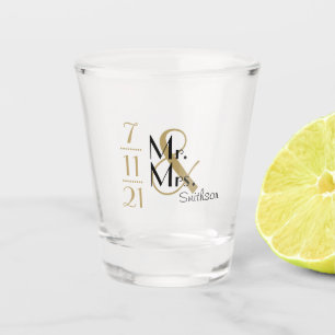 Personalized Mr. and Mrs. Wedding Date Shot Glass