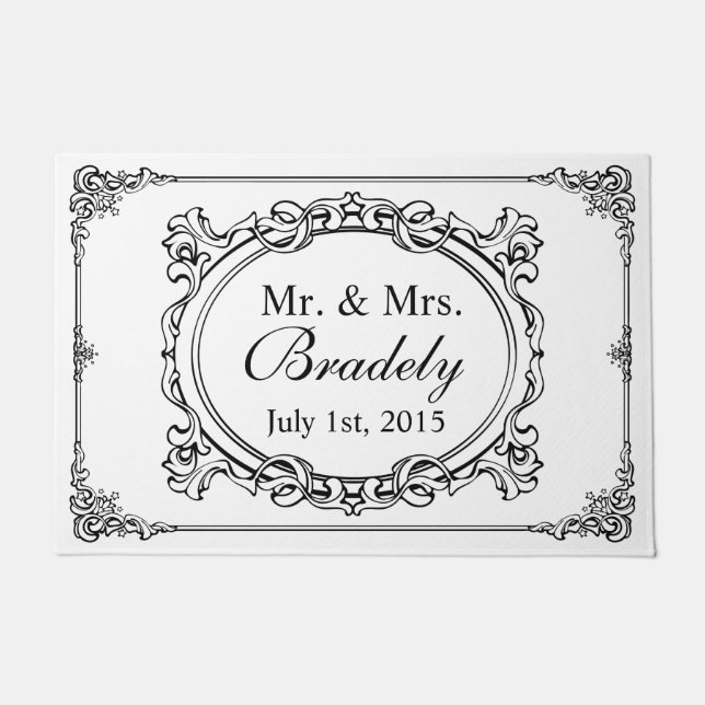 Personalized Mr. and Mrs. Wedding Decor Frame Doormat (Front)