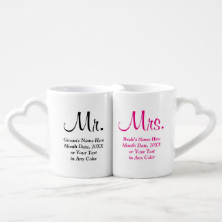 Personalized Mr. and Mrs. Wedding Gifts Coffee Mug Set