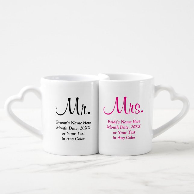 Personalized Mr. and Mrs. Wedding Gifts Coffee Mug Set (Front Nesting)