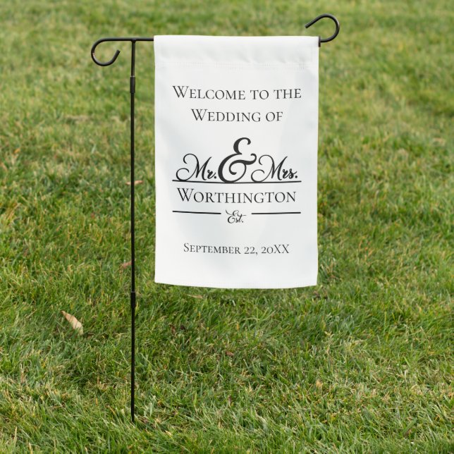 Personalized Mr. and Mrs. Wedding Names Date Garden Flag (In SItu)