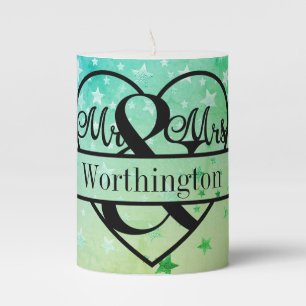 Personalized Mr and Mrs Wedding Newly Married Pillar Candle