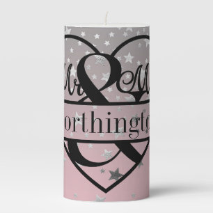 Personalized Mr and Mrs Wedding Newly Married Pillar Candle