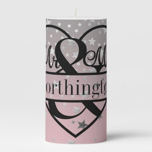 Personalized Mr and Mrs Wedding Newly Married Pillar Candle