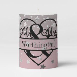 Personalized Mr. and Mrs. Wedding Newly Married  Pillar Candle