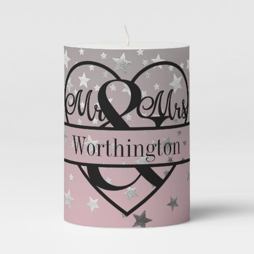 Personalized Mr and Mrs Wedding Newly Married  Pillar Candle