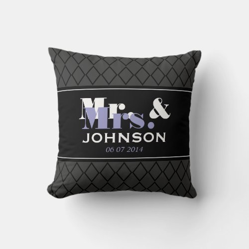 Personalized Mr and Mrs wedding throw pillow