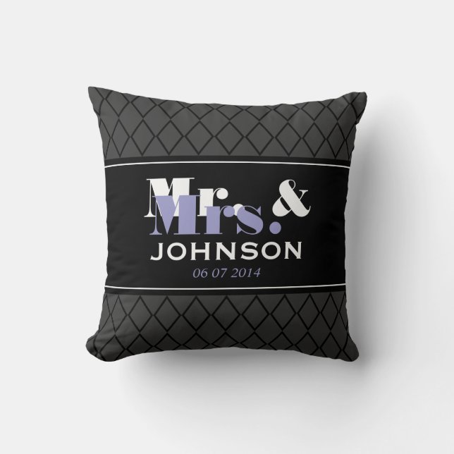 Personalized Mr and Mrs wedding throw pillow (Front)