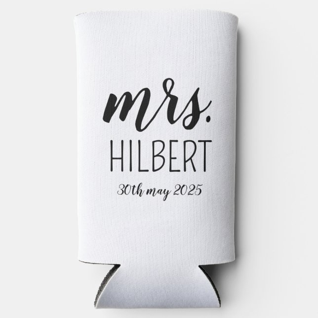 Personalized Mr and Mrs weeding party– Custom Wedd Seltzer Can Cooler (Front)