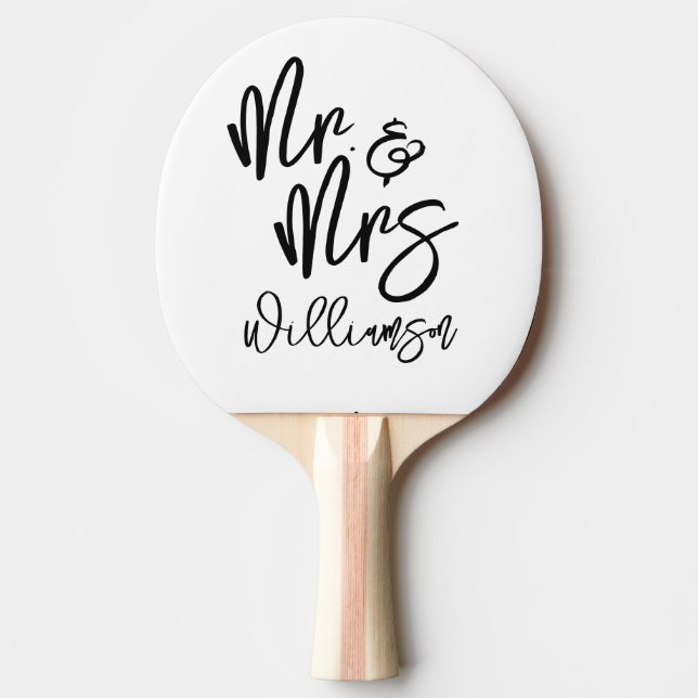 Personalized Mr. and Mrs. White  Ping Pong Paddle (Front)