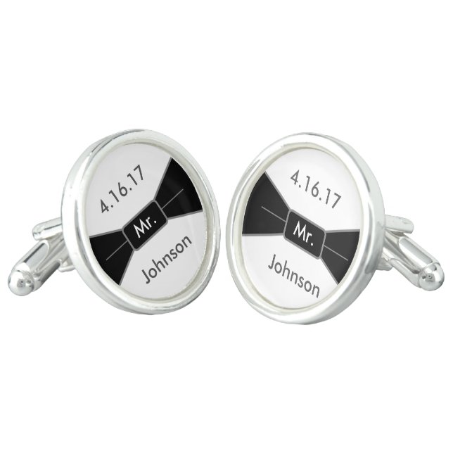 Personalized Mr. Bow Tie Cufflinks (Angled)