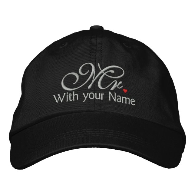 Personalized Mr. Husband Groom His Hers Newly Weds Embroidered Baseball Hat (Front)