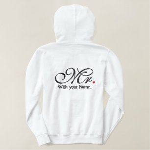 Personalized Mr. Husband Groom His Hers Newly Weds Embroidered Hoodie