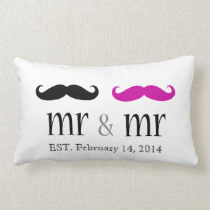 Personalized Mr. & Mr. Mustache Pillow