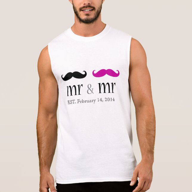 Personalized Mr. & Mr. Mustache T-Shirt (Front)