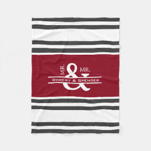 Personalized Mr & Mr Stripes Fleece Blanket