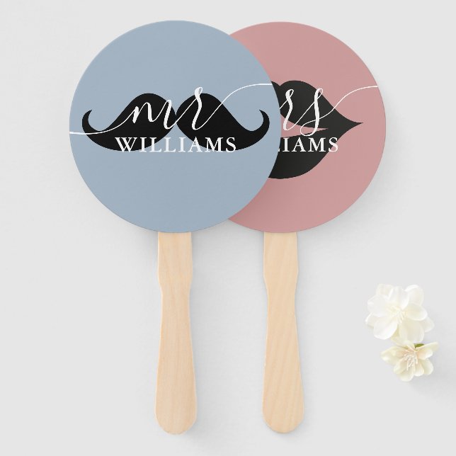 Personalized Mr Mrs Bride or Groom Wedding Game Hand Fan (Front and Back)
