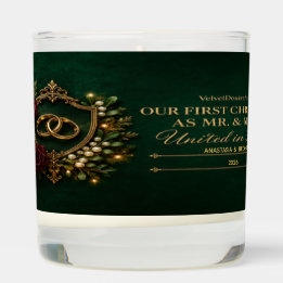Personalized Mr & Mrs Christmas Crest Candle